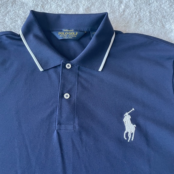 Mens Golf Polo Ralph Lauren Performance Pro Fit Polo Shirt Medium Pony Navy XL - Picture 4 of 4